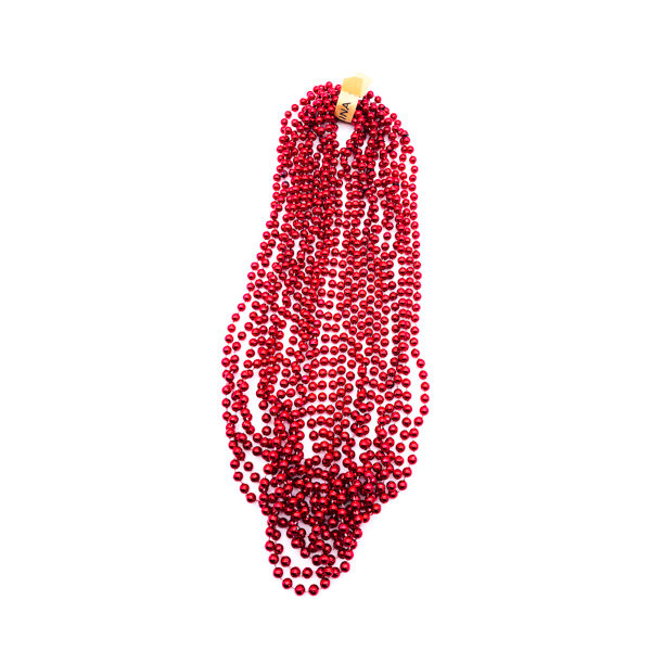 33" 7mm Round Throw Beads - Red