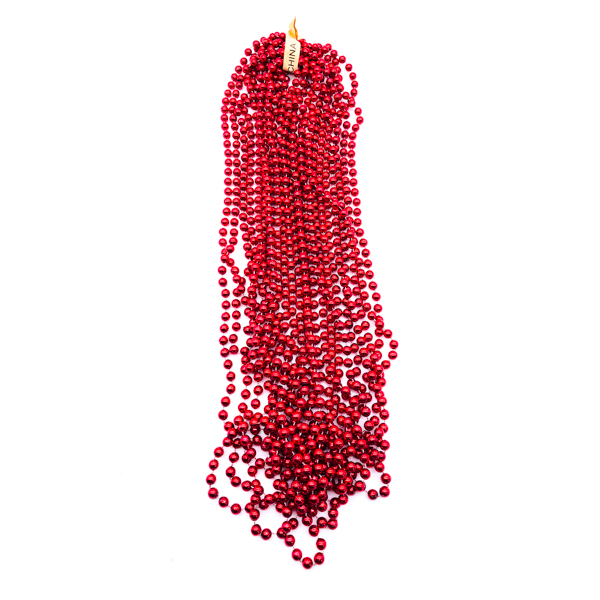 48" 12mm Round Throw Beads - Red