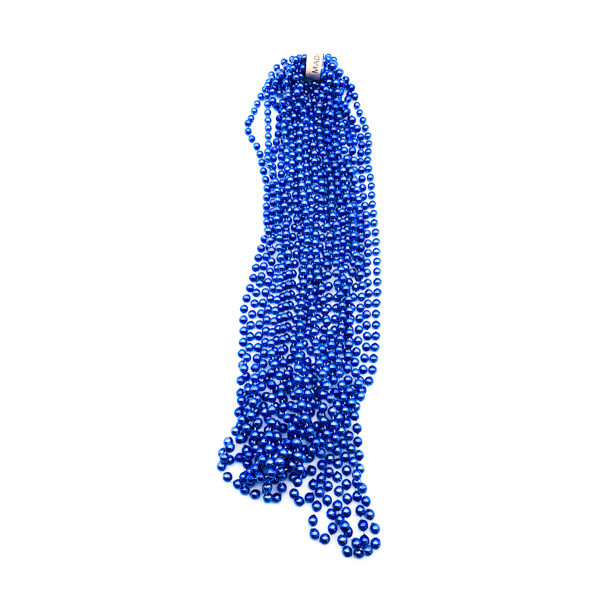 48" 12mm Round Throw Beads - Blue