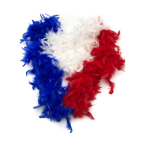 Blue, White, Red Mix Feather Boa
