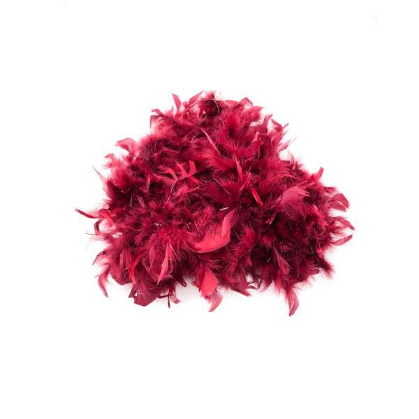 Maroon With Silver Tinsel Feather Boa